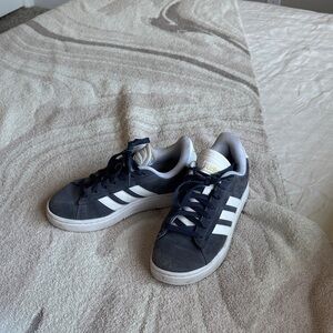 adidas Navy Suede Sneakers with White Stripes